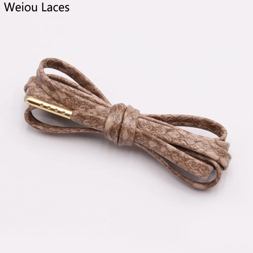 (30pairs/Lot) Weiou EXCLUSIVE Brand New 7mm Flat Snakeskin Leather LE Custom Shoelaces unisex fashion Luxury boot shoe laces