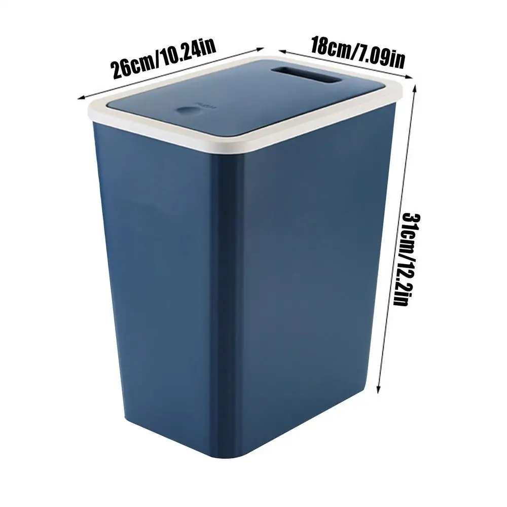 

Корзина для мусора с крышкой, мусорная корзина для мусора, контейнер для переработки с пресс-топом, тонкий 13 л для внутренней ванной комнаты, кухни, спальни, гостиной