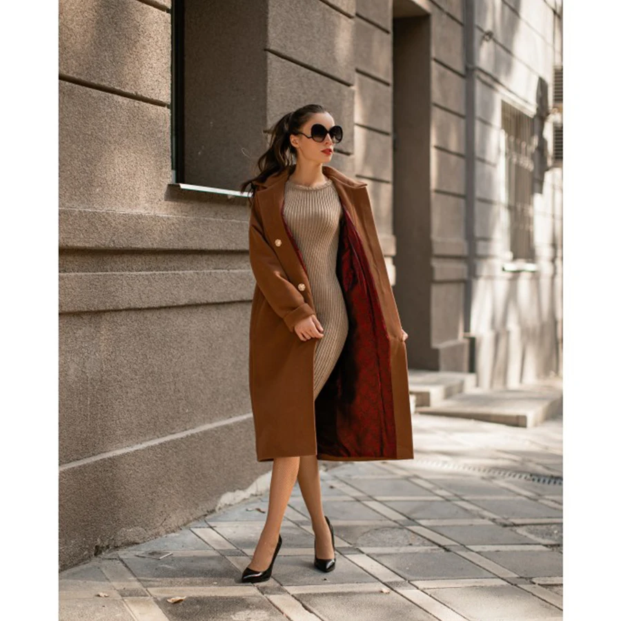 

Best Selling Fur Coat Women Natural Fur Jacket Wool Blend Overcoat Autumn Cardigan Fashion