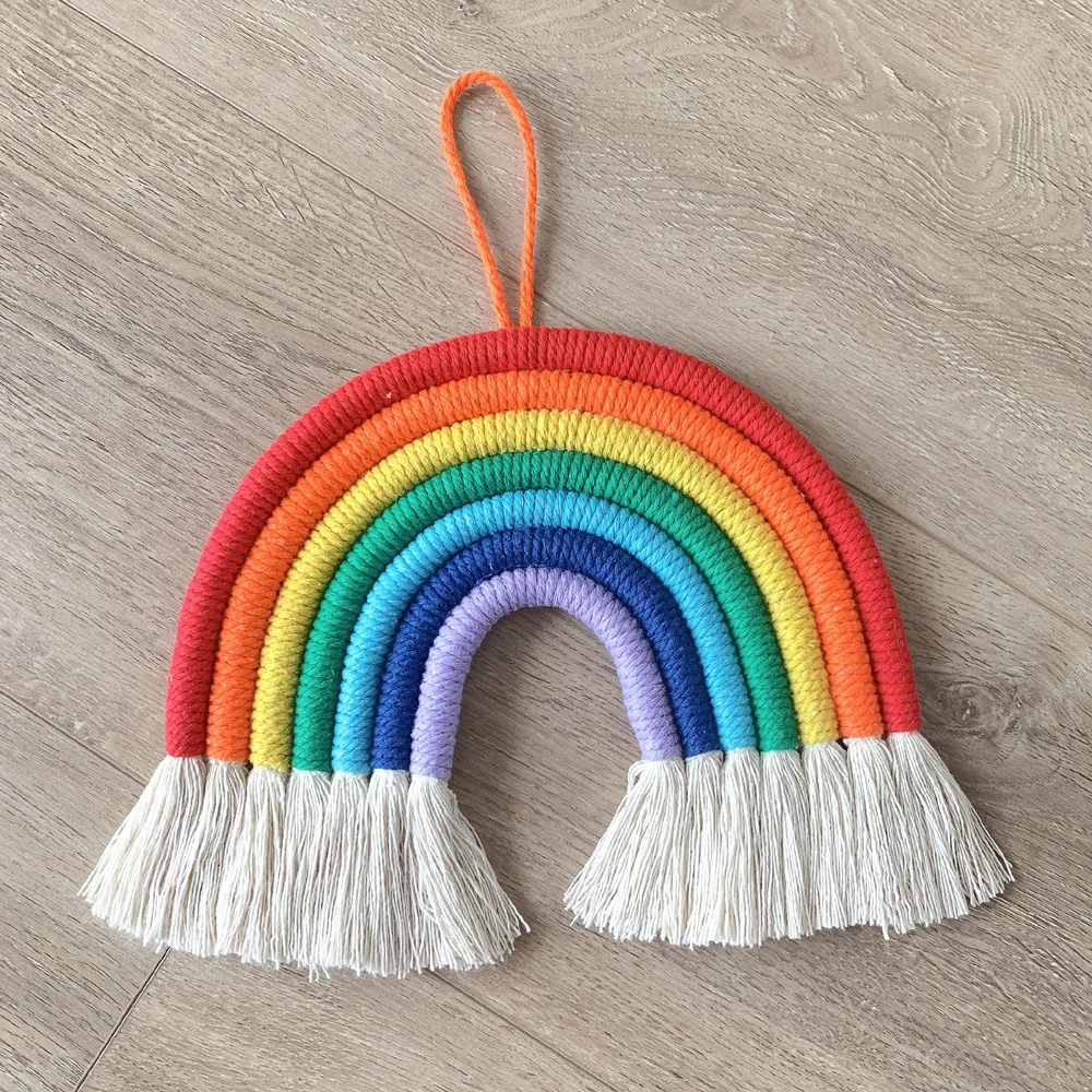 

INS Style Macrame Rainbow Cloud Hanging Decoration Handmade Woven Kids Baby Girl Children's Room Wall Hanging Decoration