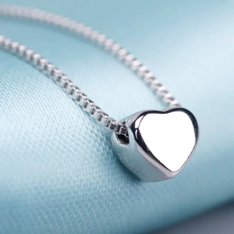

ANGLANG Fashion Heart Shape Design Pendant Necklaces for Women Girl Silver Colour Choker Chain Jewelry Engagement Gifts