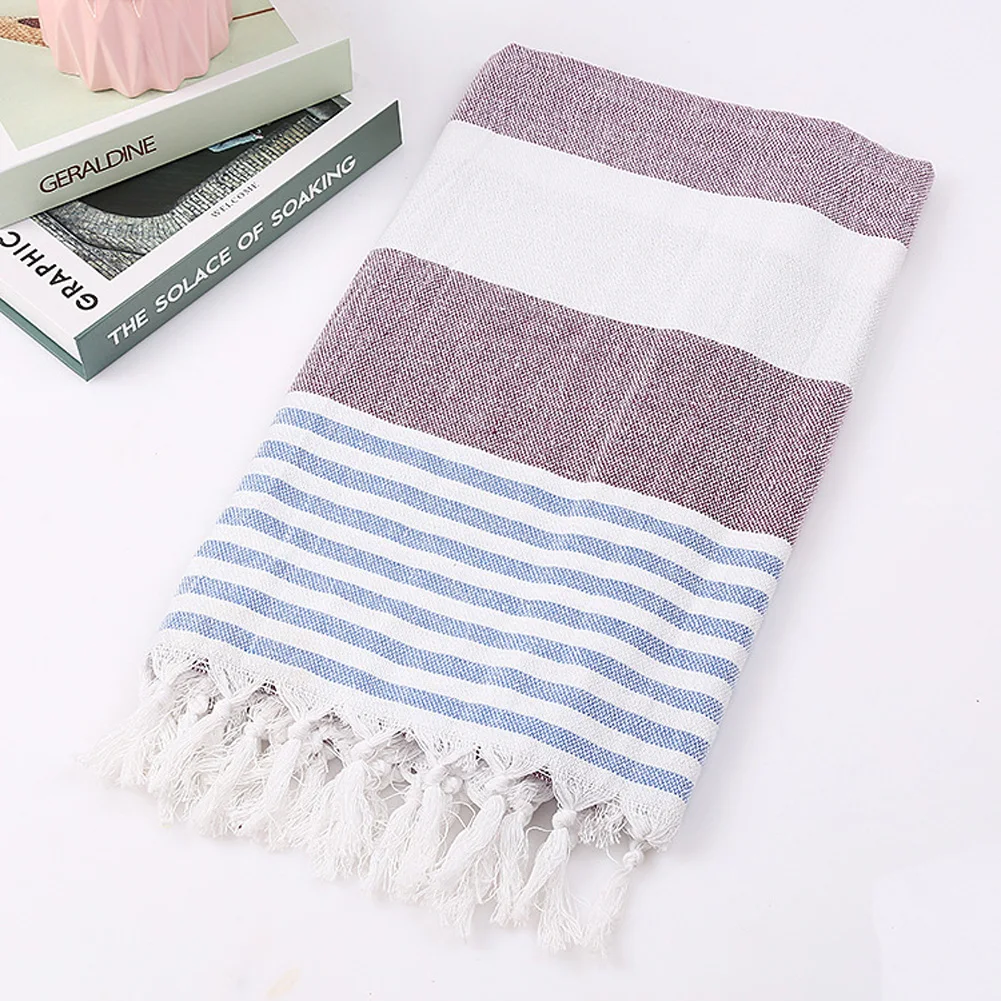 

Turkey Beach Sunscreen Striped Tassel Towel Swimming Shawl 100x180cm Beach Towel For Home Sauna Spa Bath Water Sports Equipment