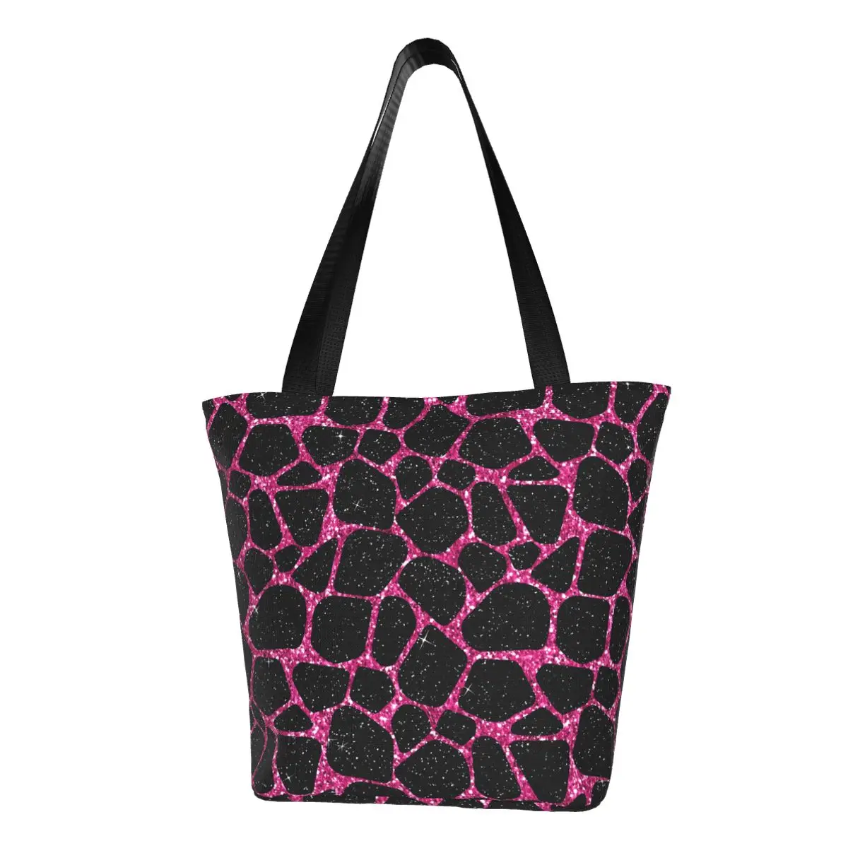 

Розовая и черная сумка-шоппер с жирафом, повседневные сумки с животным принтом, сумка-тоут из полиэстера для колледжа, женская пляжная сумка с графическим рисунком