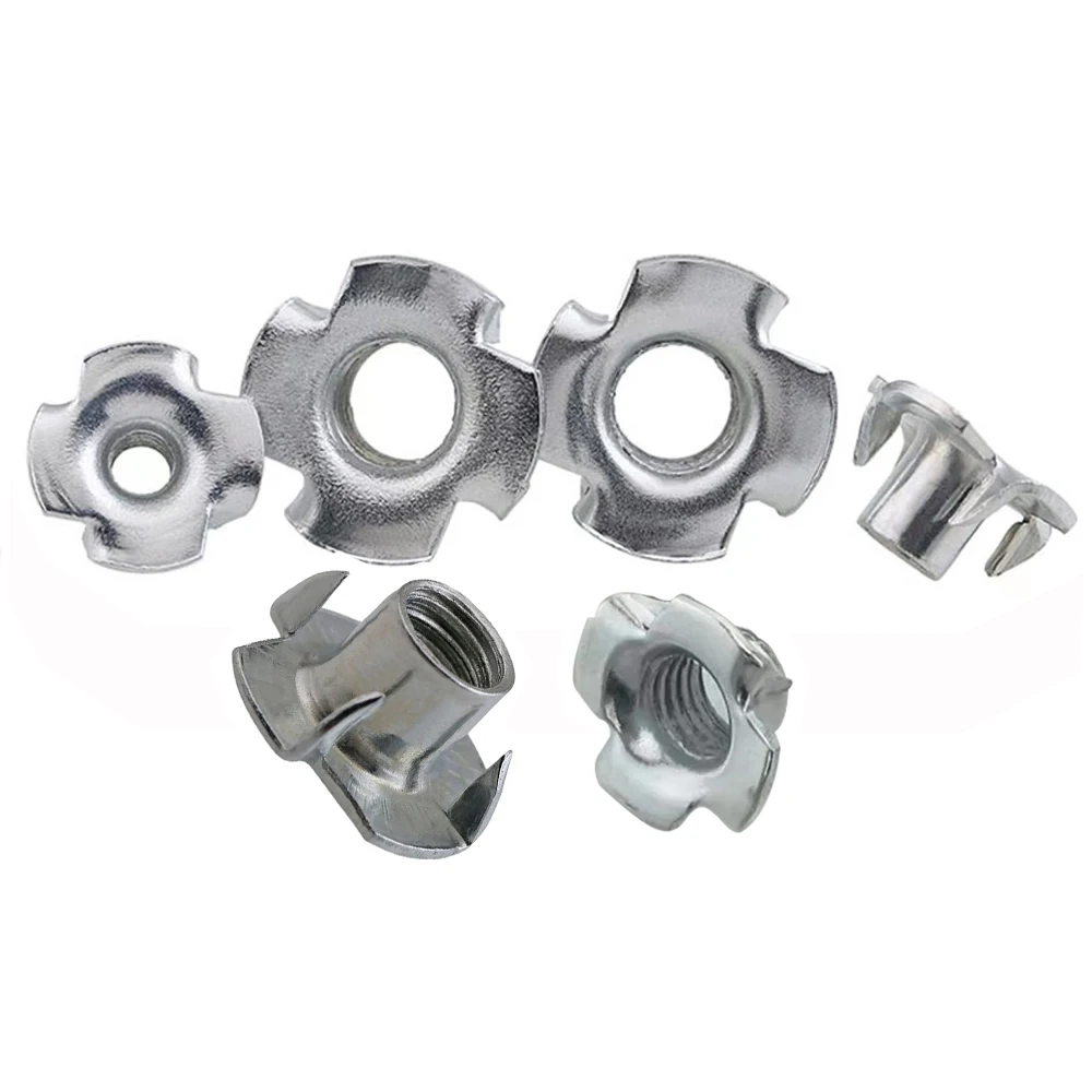 

10/20/50Pcs Zinc Plated Four Claws Nut M3 M4 M5 M6 M8 M10 Speaker T-nut Blind Pronged Insert Knock Tee Nuts For Furniture