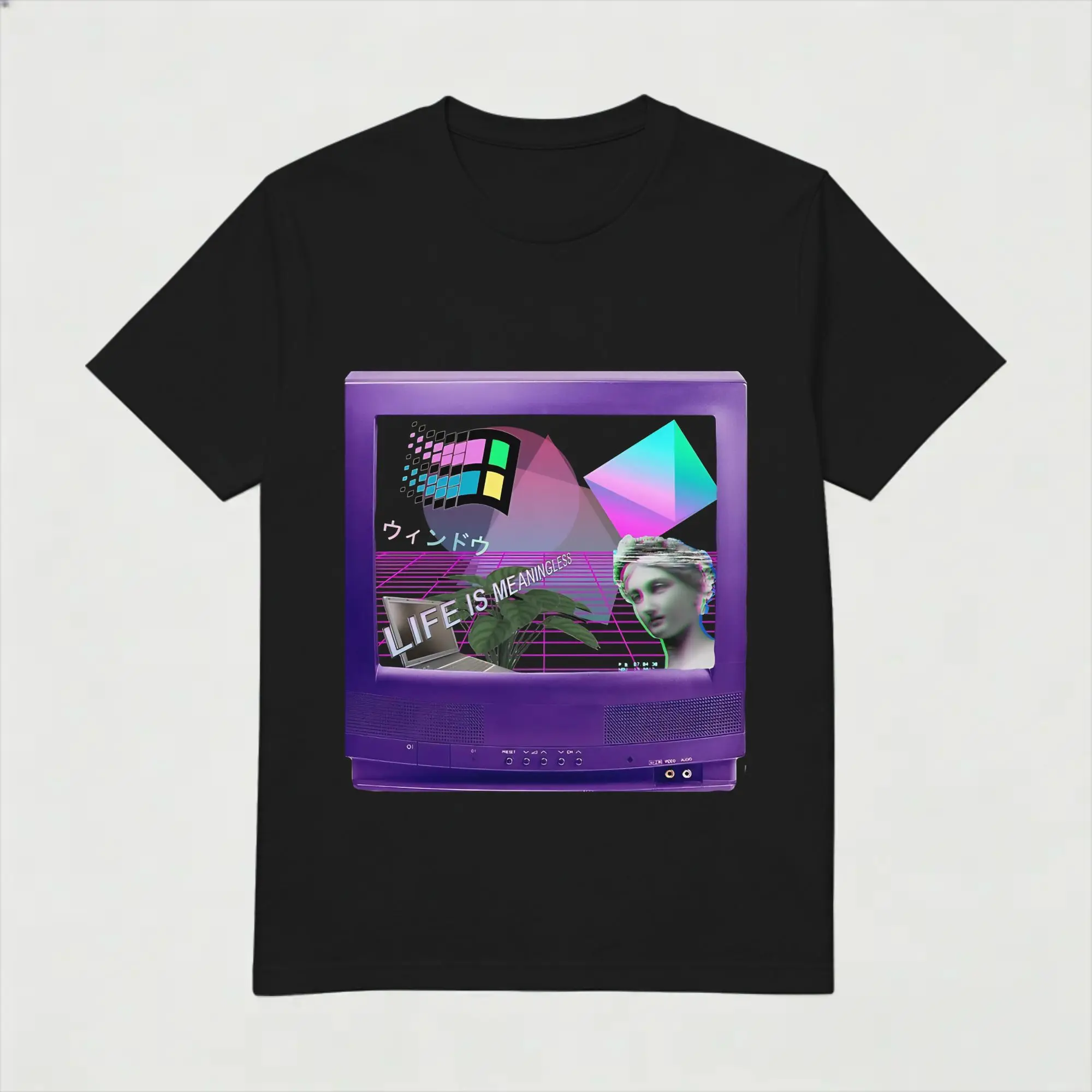 Фото Футболка оверсайз, летняя футболка Frutiger Aero World Vaporwave, модные крутые футболки, хлопковые мужские футболки с потрясающим принтом, топы с короткими рукавами №3