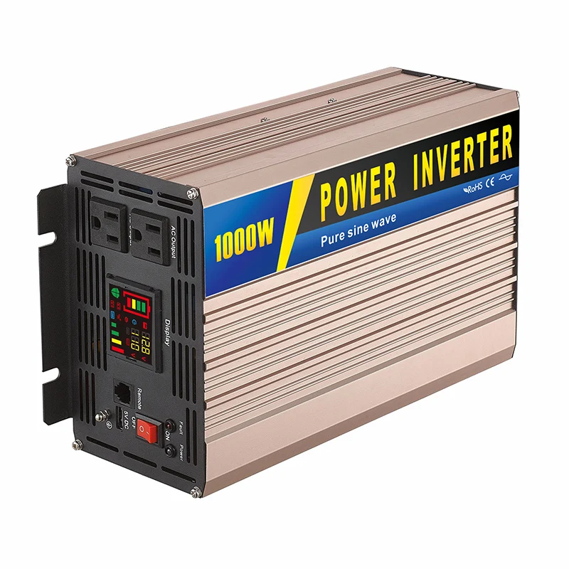 

1000W Pure Sine Wave Inverter 12V DC to 120V AC Converter for Home, RV, Truck, Off-Grid Solar Power Inverter Converters