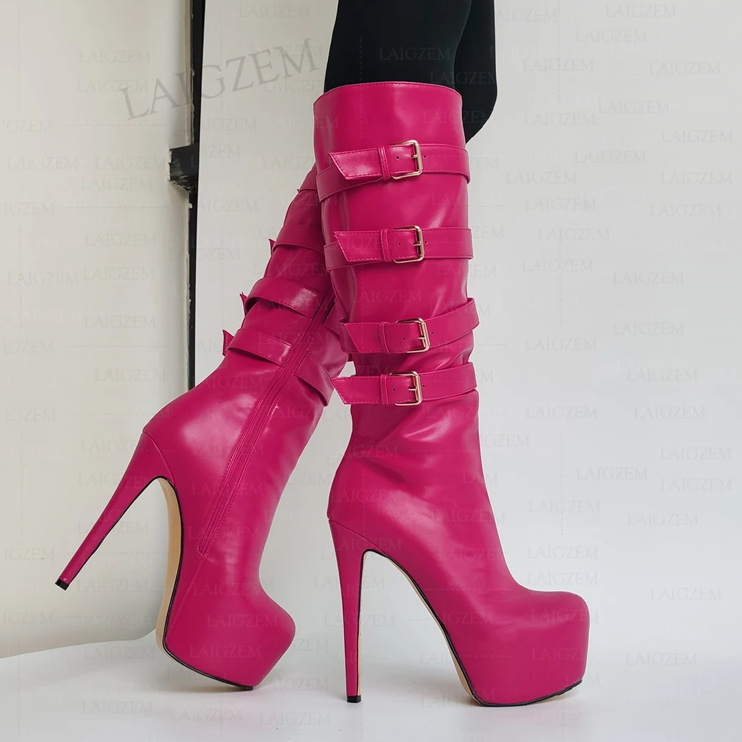 

Женские сапоги до колена с круглым носком, на молнии, на высоком тонком каблуке