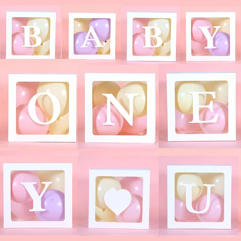 

30cm Transparent Letter Box A-Z Happy Birthday Balloons Baby Shower Boy Girl First 1st Kids Babyshower Birthday Party Decoration