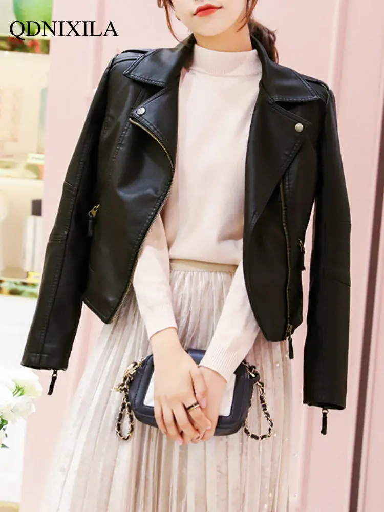Jacket Women Autumn And Winter 2022 New Women's Clothes Short Style Slim Leather Jackets Women's Winter Coats Plush And Thicken