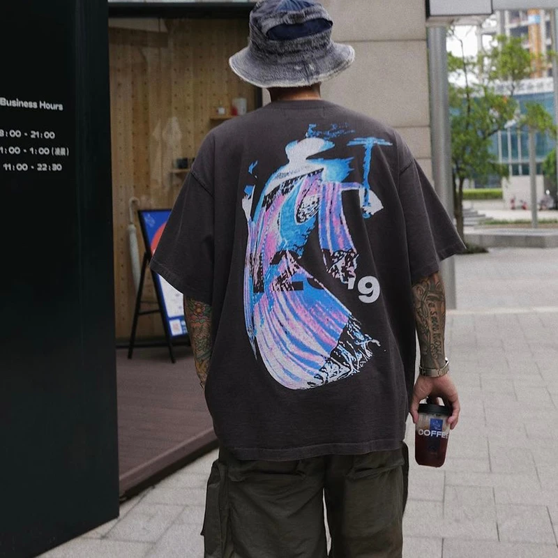 Футболка с принтом голубей и надписью RRR123 тяжелая футболка круглым вырезом для