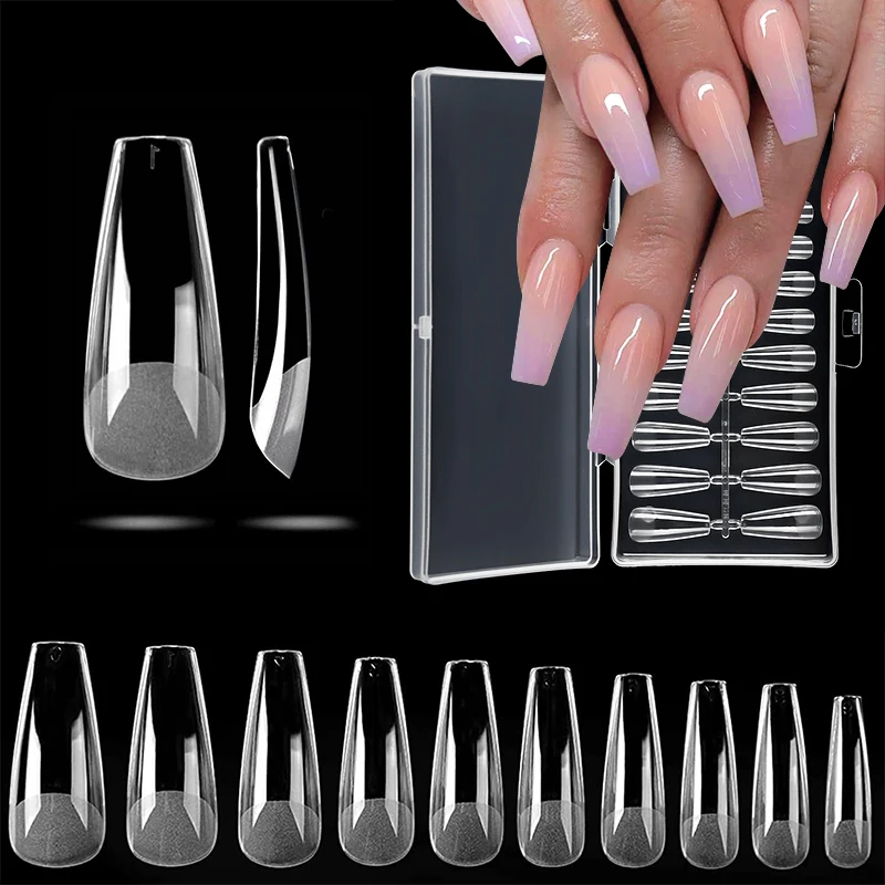 

Накладные ногти 24 шт., мягкие гелевые Типсы, Прозрачные полуматовые накладные ногти, гроб, полное покрытие ногтей, Типсы для наращивания ногтей, инструмент для дизайна ногтей