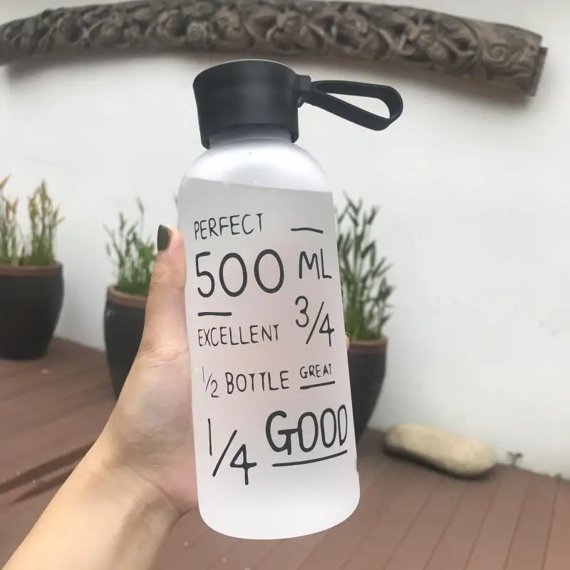 

Girls Clear Frosted Water Bottle Number Letter Print Water Bottles Cute Water Cup With Rope Portable Drinkware Plastic Shaker