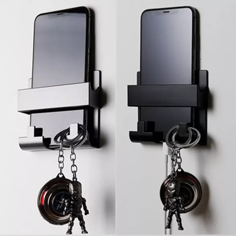 

Wall Mount Paste Style Mobile Phone Charging Holder Bracket Rack For IPhone Keyring Stand Practical Wall Shelf Hotel Universal