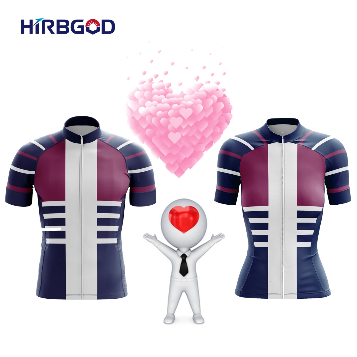 

HIRBGOD Couple Models Men Twill Cycling Jersey Trend Short Sleeve Bike Shirt With Reflective Strips Anti Sweat Riding Clothing