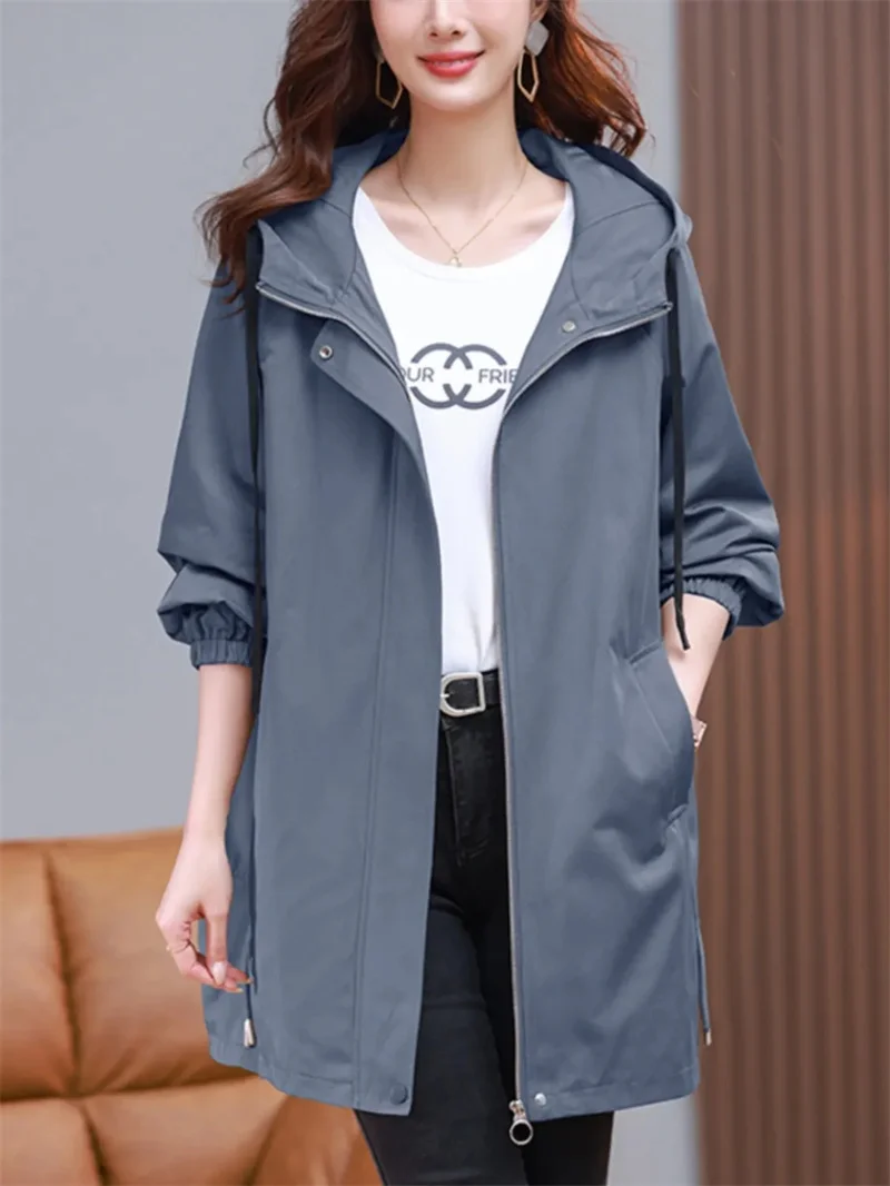 Ветровка женская на весну и осень новинка 2024 Женское пальто средней длины с