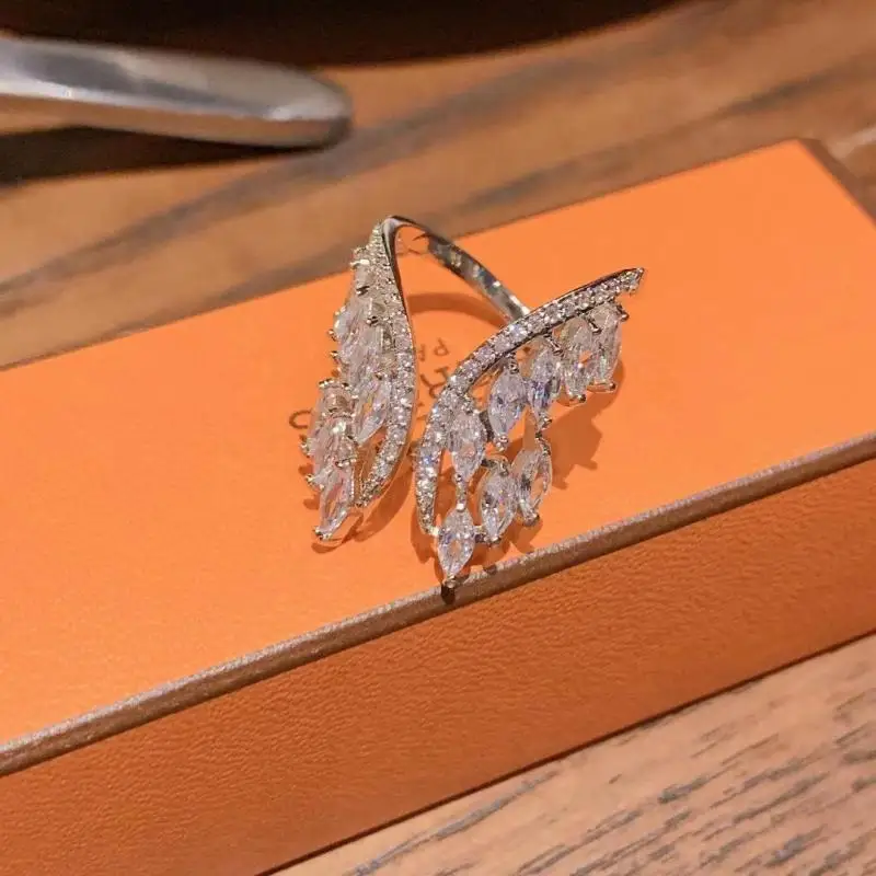 RAKOL модный дизайн перо кубический циркон обручальное открытое жемчуг Ангел