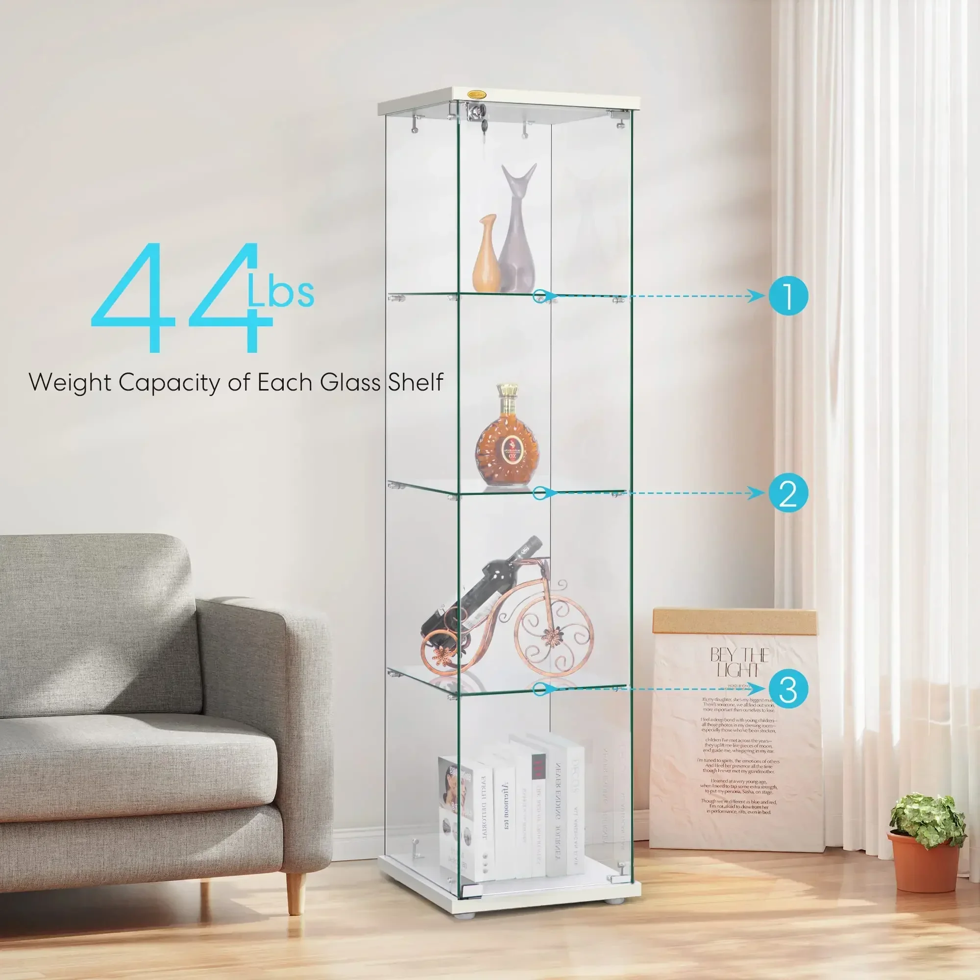 4 слоя 15 7 ''W x 7' ɽ 62 6 'h стеклянный шкаф с замком 5 мм закаленное стекло 25 MDF