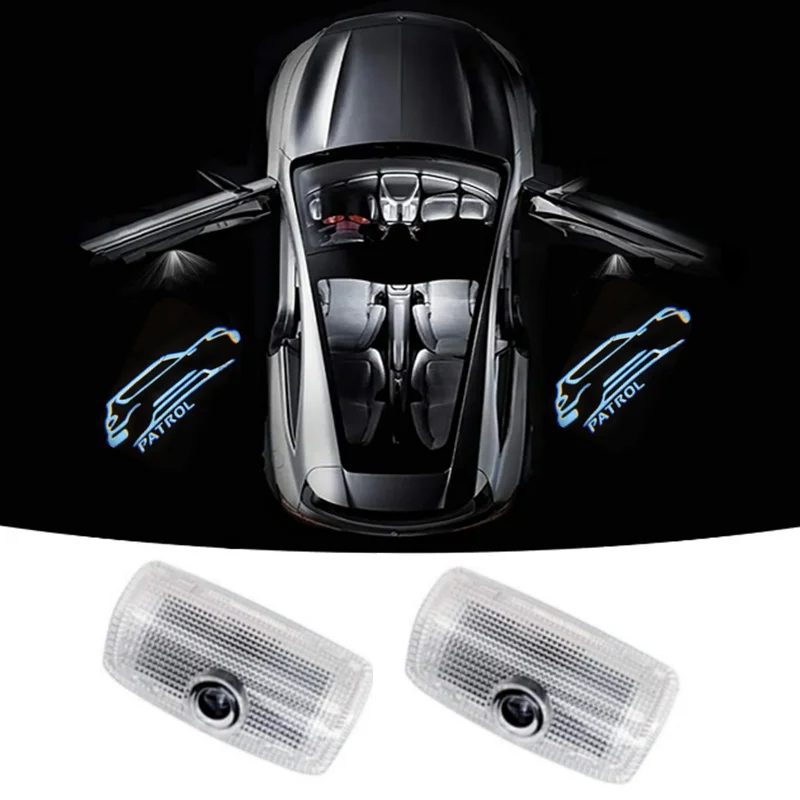

2PCS Car Accessories Door Welcome Light Projector Led Logo Lamp For Nissan Patrol Y62 Armada 2013 2014 2015 2016 2017 2018