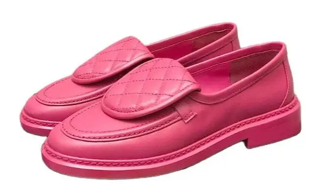 

Hot Fashion Women's Round Toe Genuine Leather Flat Loafers Slip-On Decor Deep Mouth All Match Single Ladies Shoes