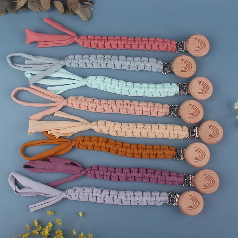 

Baby Anti-drop Chain Pacifier Clips Hand Braided Cotton Cloth Infant Nipple Appease Soother Chain Clips Dummy Holder Nipple Clip