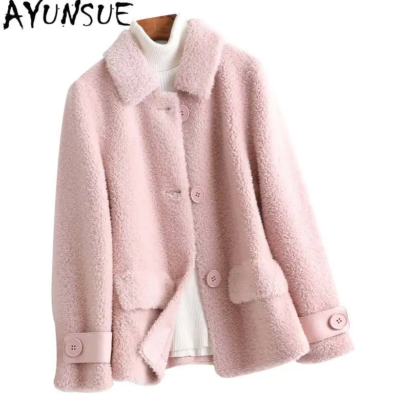 2021 Autumn Winter New Fur Coat Women's Jacket Short  Composite Fur Coat 100% Wool Fur Jacket Casaco Inverno Feminino FCY1482