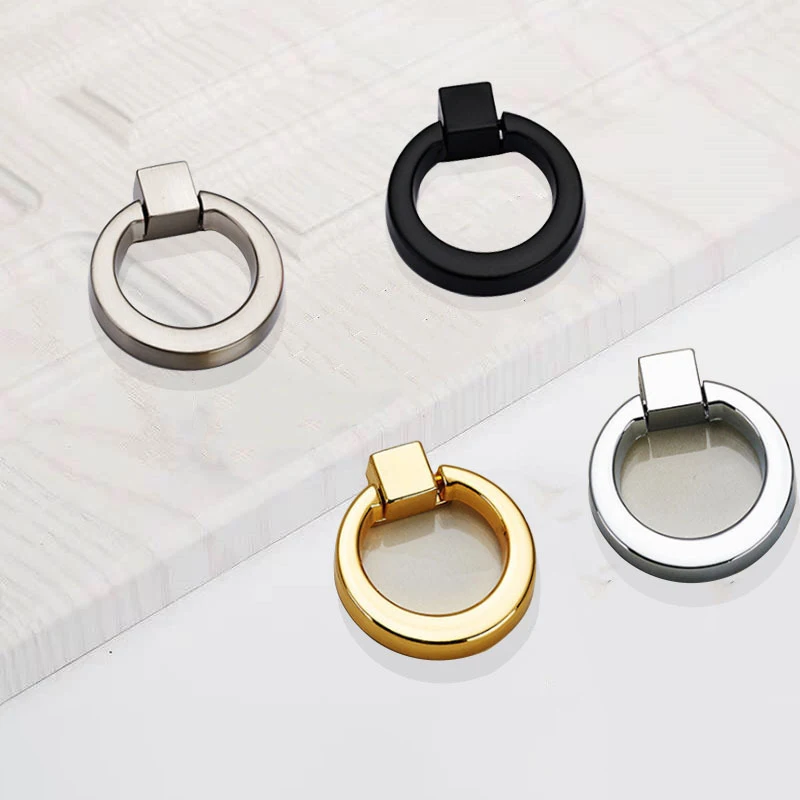 

Circle Handles Color Gold Silver Ring Zinc Alloy Door Handles Pulls Cabinet Drawer Knobs For Furniture Hardware Accessories