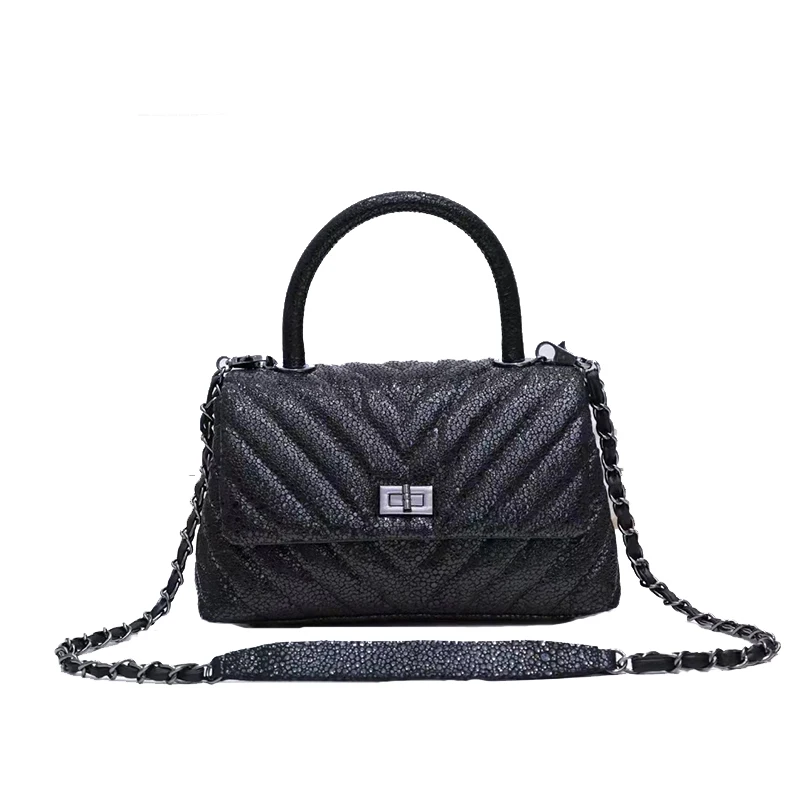 

Pears Caviar Leather Cowhide Skin Luxury Portable Cross Body Bag Women Classical Designed Black France Fashion Style Multi-Uses