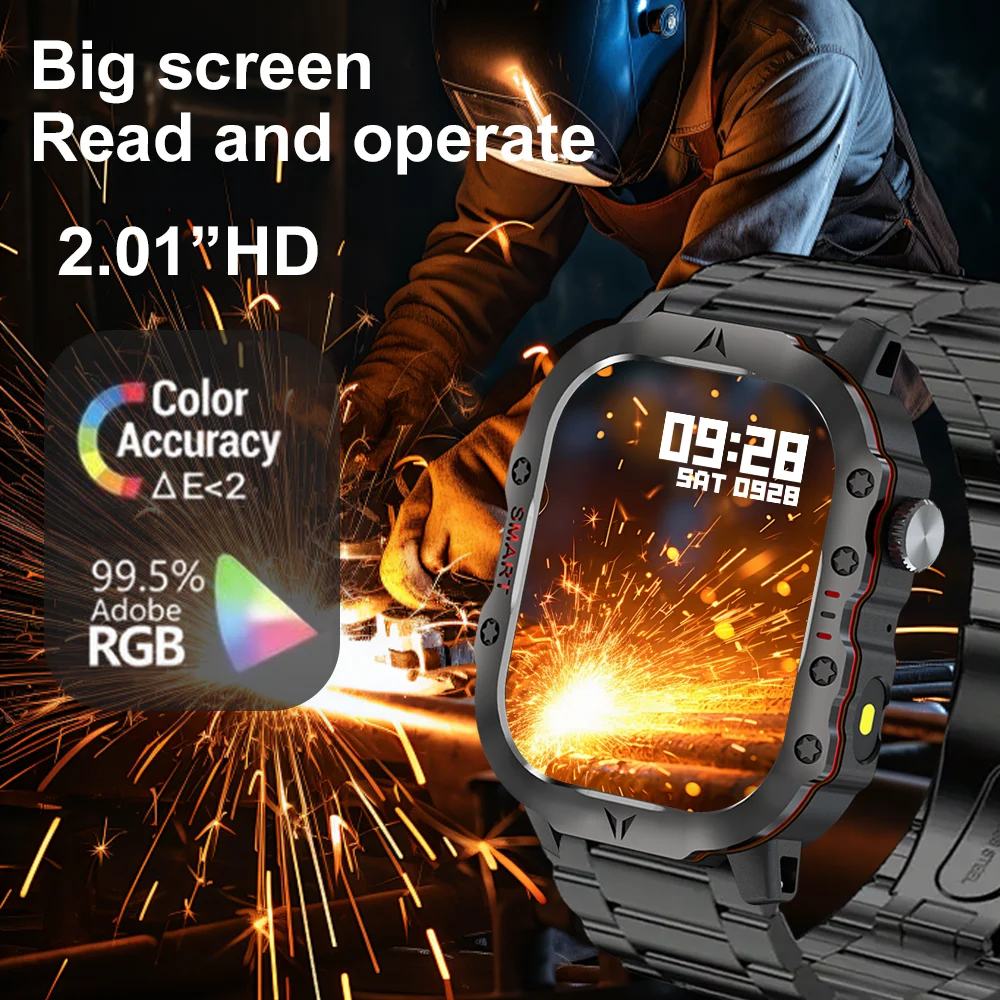 LAXASFIT Новый Военный Smart Watch Мужчины IP68 Водонепроницаемый Открытый Спорт Фитнес