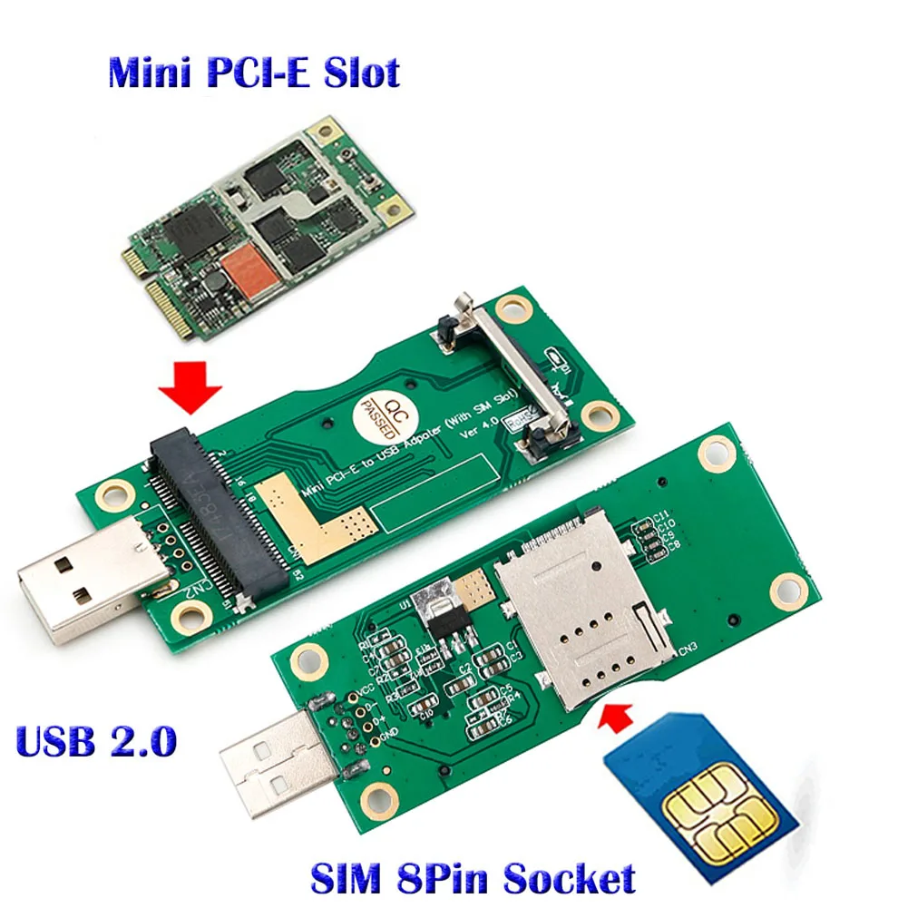 

Мини PCI-E WWAN на USB 2,0 адаптер карты с SIM-картой 8-контактный слот для WWAN/LTE модуль 3G/4G мини беспроводной PCI-E к USB-адаптеру