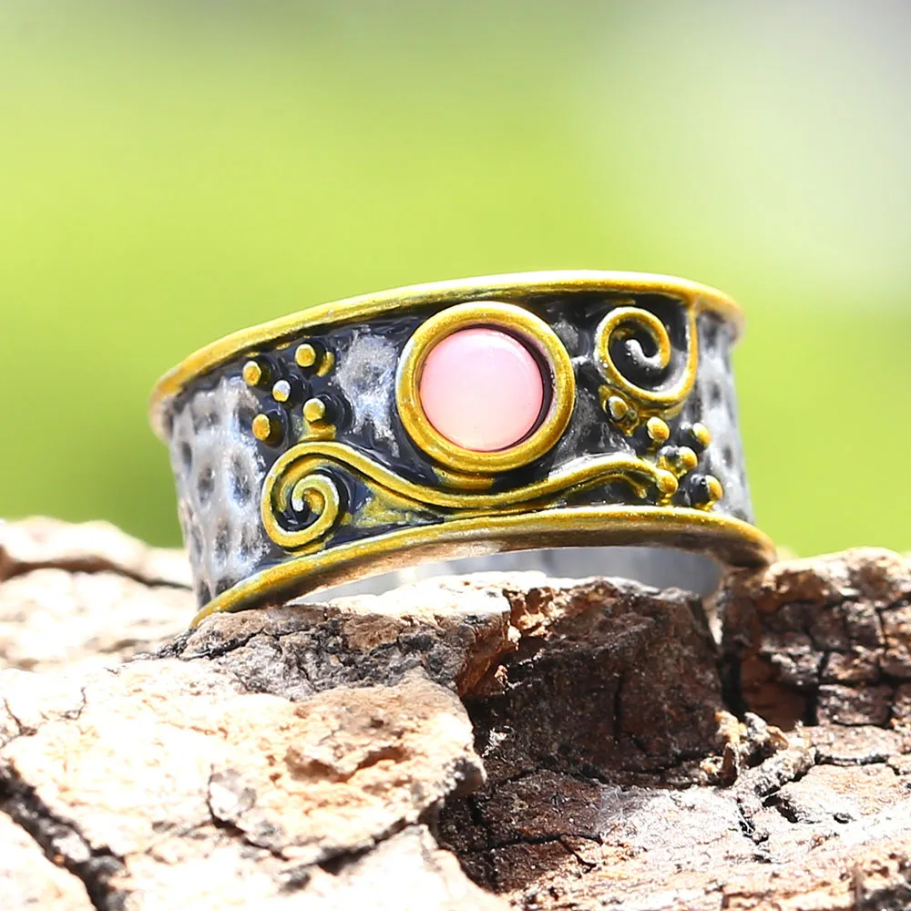 

Coconal Vintage Punk Style Round Jewelry Women's Fidget Rings Valentine's Day Gift Decoration Accessories Cocktail Ring Gift