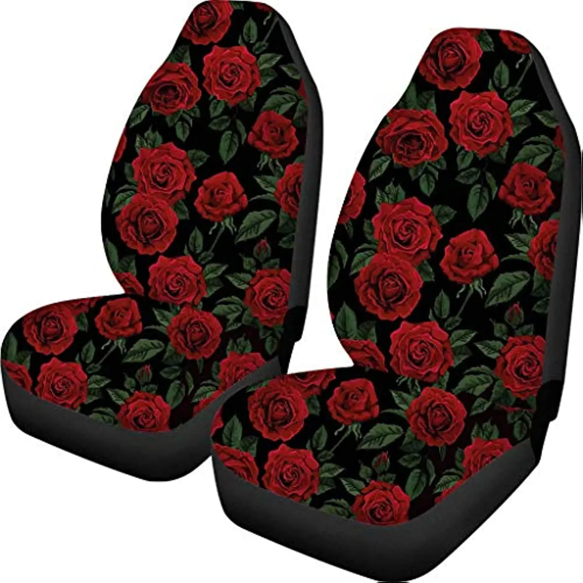 

Caroiem Automotive Seat Cover Romantic Red Rose Print Front Seat Cover Pack of 2,Car,Van,Truck Decor for Women,Interior Protecti