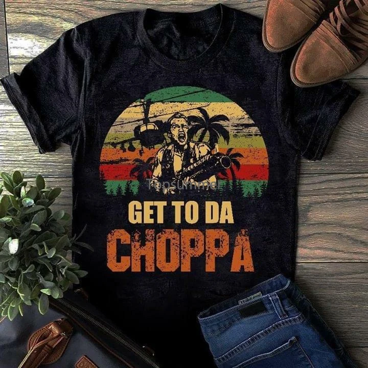 

Predator Arnold Schwarzenegger Get To Da Choppa Vintage T Shirt Black Men S 4Xl