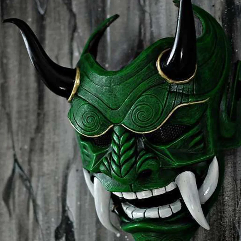 Фото Маска Hannya Demon Japanese Oni Samurai Noh Kabuki Red Prajna, латексные маски для взрослых унисекс, реквизит для косплея на Хэллоуин №3