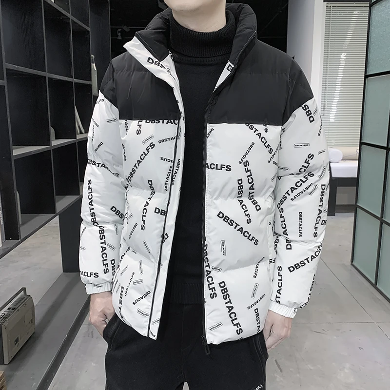 New Winter Jackets Men Zipper Coats Bread Suit Fashion Warm Wool Male Thick Designer Clothing Printing Heated Down Duck Big Size