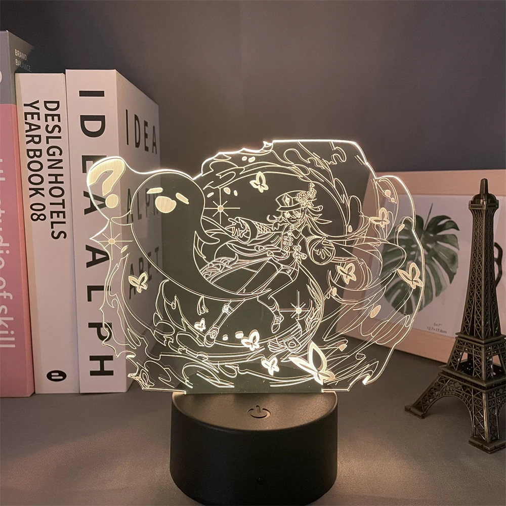 

3d Led Night Light Lamp Genshin Impact Hu Tao Acrylic Led Lamp Game