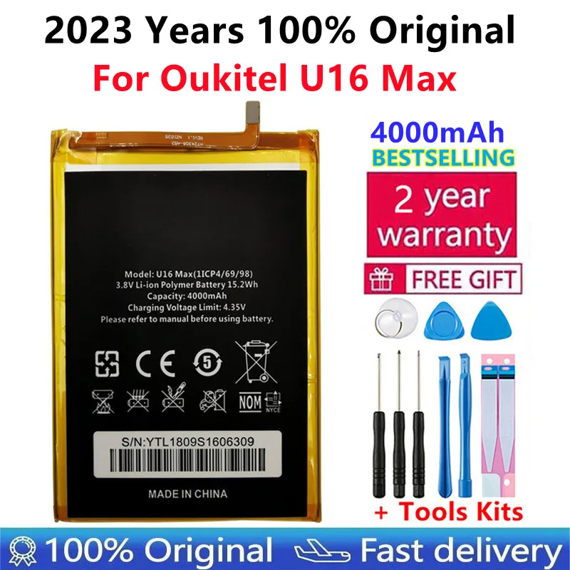 

100% Оригинальный аккумулятор большой емкости Oukitel U16 Max 4000 мАч Замена батареи для смартфона Oukitel U16 Max + Подарочные инструменты