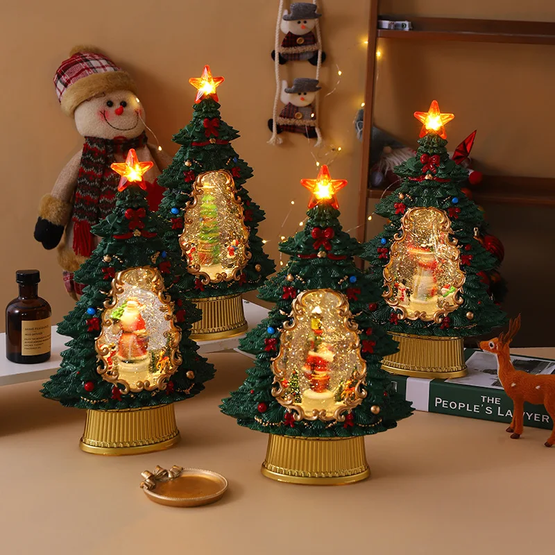 

Glowing Christmas Tree with Music Rotating Santa Claus Snowman Christmas Tree Navidad Natal Gift Home Table Decoration Ornaments
