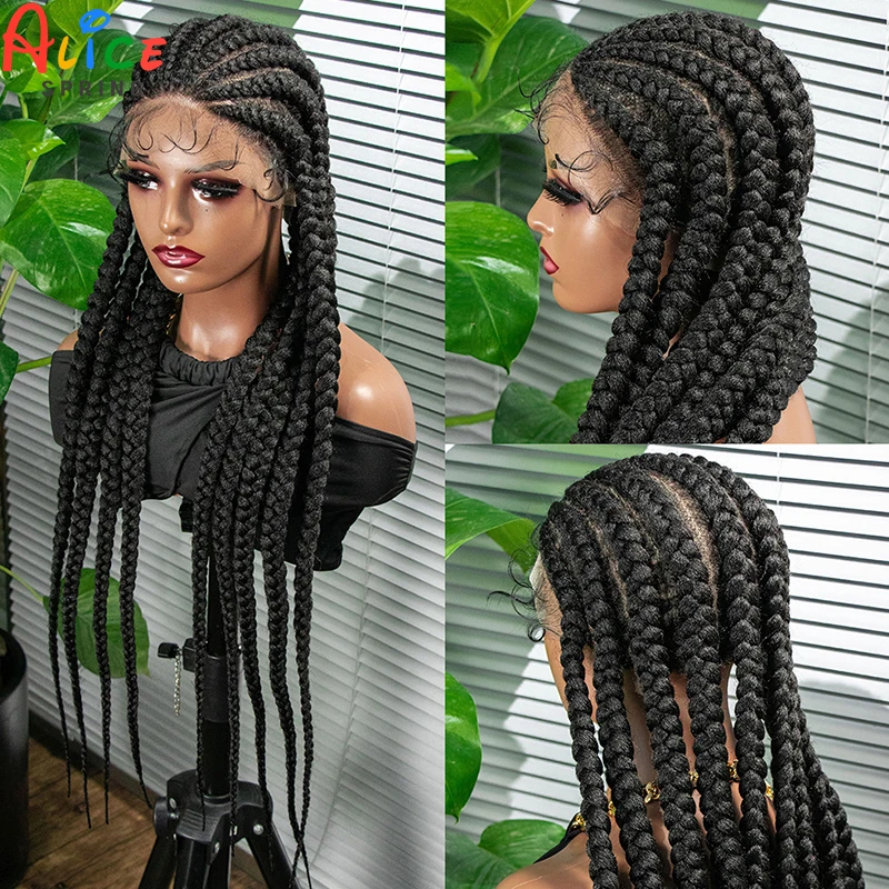 

11 Tracks Synthetic Lace Braided Wigs 36 Inch Synthetic Lace Front Wig HD Full Lace Crochet Braids Hair Cornrow Knotless Wig