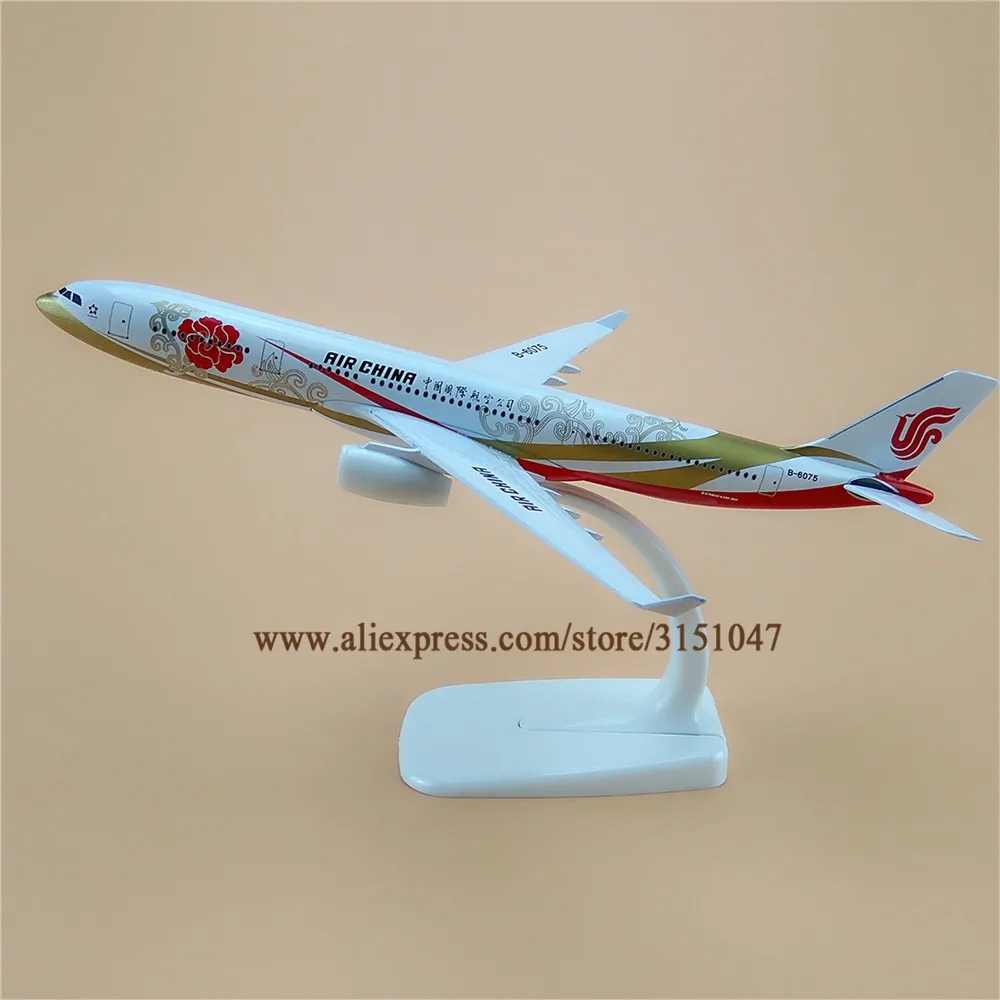 

Alloy Metal Air China A330 Gold Peony Airlines Airplane Model China Airbus 330 B-6075 Airways Plane Model Aircraft Gifts 20cm