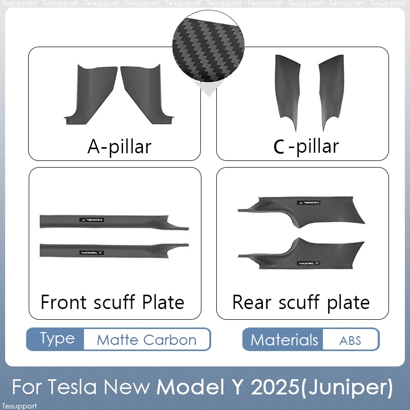 

Аксессуары для Tesla Model Y 2025 Juniper, защитная плата стойки ABC, передняя и задняя защита порога, защита от царапин для новой модели Y