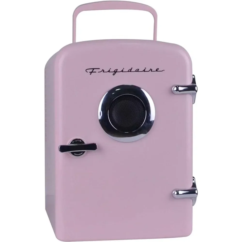 

Mini Portable Compact Personal Home Office Fridge Cooler Built in Speaker, 4L Capacity,100% Freon-Free & Eco Friendly, Pink