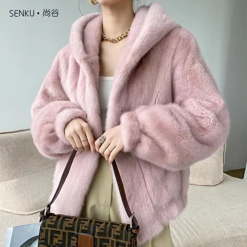 2022 Autumn and Winter Korean Loose Jackets Women's Long Sleeves Wild Thick Fur Plush Outerwear Fake Coats Warm Soft Female H06