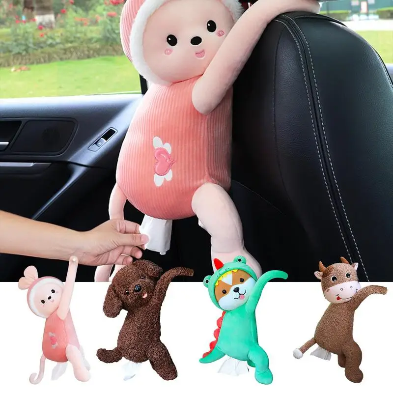 

Cartoon Car Tissue Holder Car Pumping Paper Box Soft Cartoon Paper Napkin Case Cute Animal Paper Boxes Auto Interior Decorationv