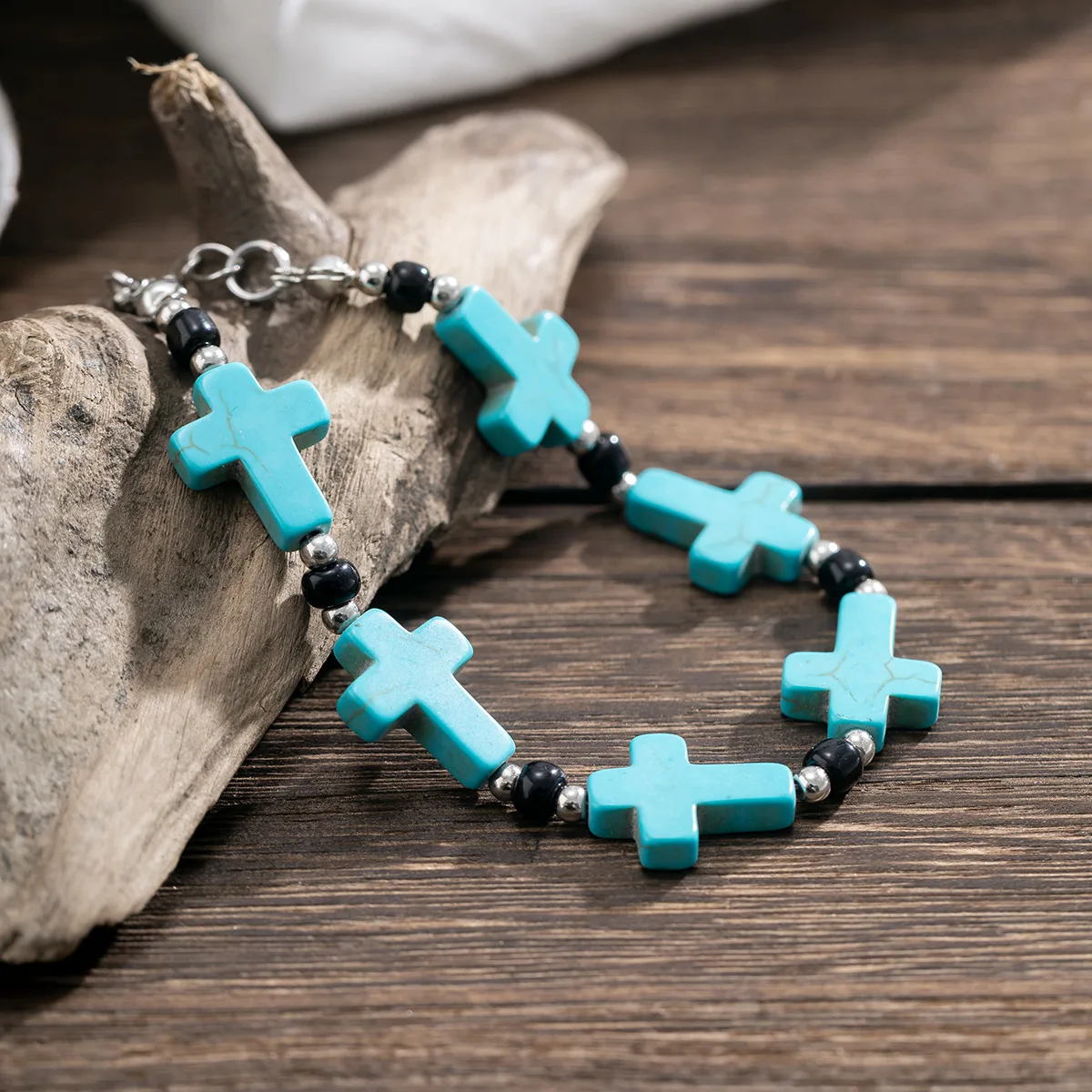 

2023 New Cross Bead Bracelet Popular Natural Stone Beaded Bracelet For Men Religion Jewelry Trendy Crucifix Bracelet Bangle Gift