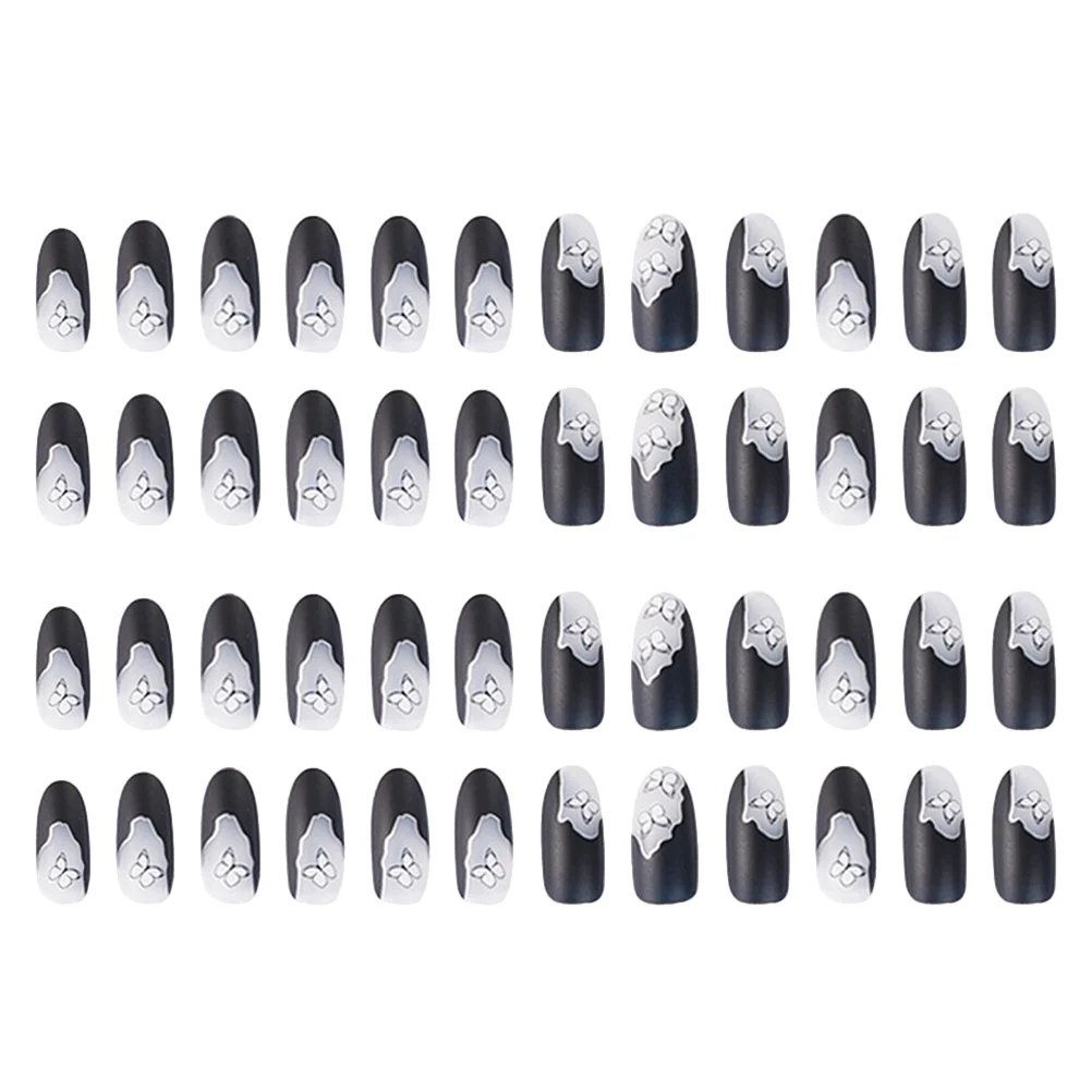 

48pcs Press on Fingernails Baroque Butterflies False Nails for Girl with Nail Glues