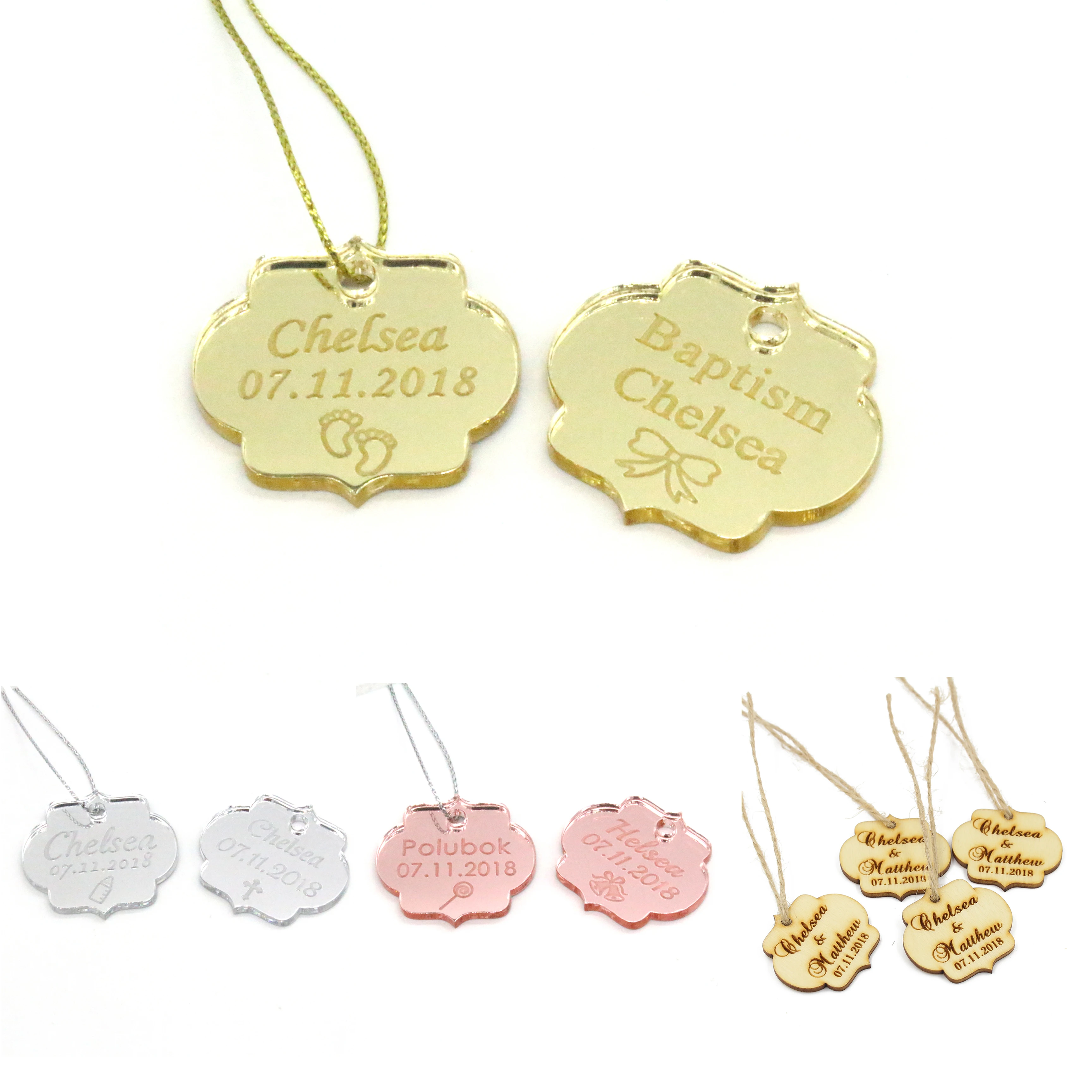 

Золотые этикетки с гравировкой на заказ, 20/50/100 *