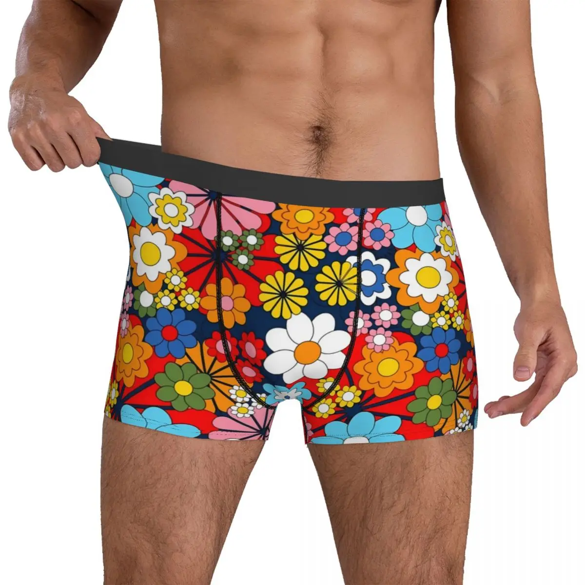 

Нижнее белье с цветочным принтом, синие яркие мужские шорты в стиле ретро, дышащие боксеры, шорты высокого качества, дизайнерское нижнее бел...