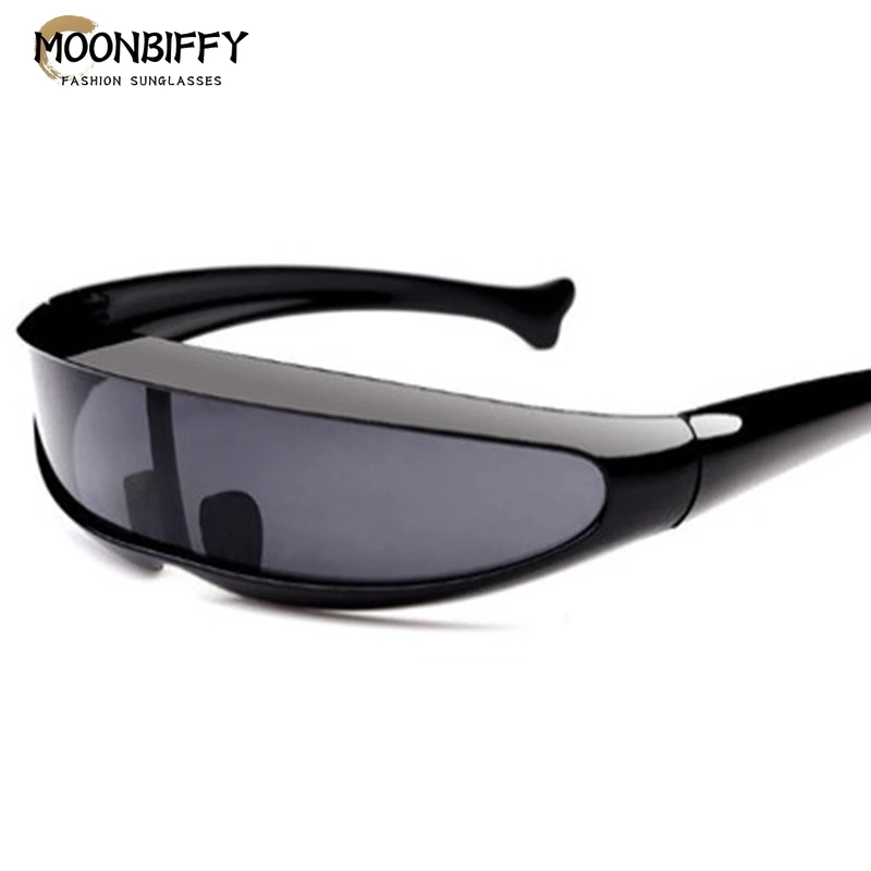 

Future Glasses Funny Alien Sunglasses Fishtail Design X Laser Mirror Eyeglasses Cycling Windproof Goggles Big Frame Shield Visor