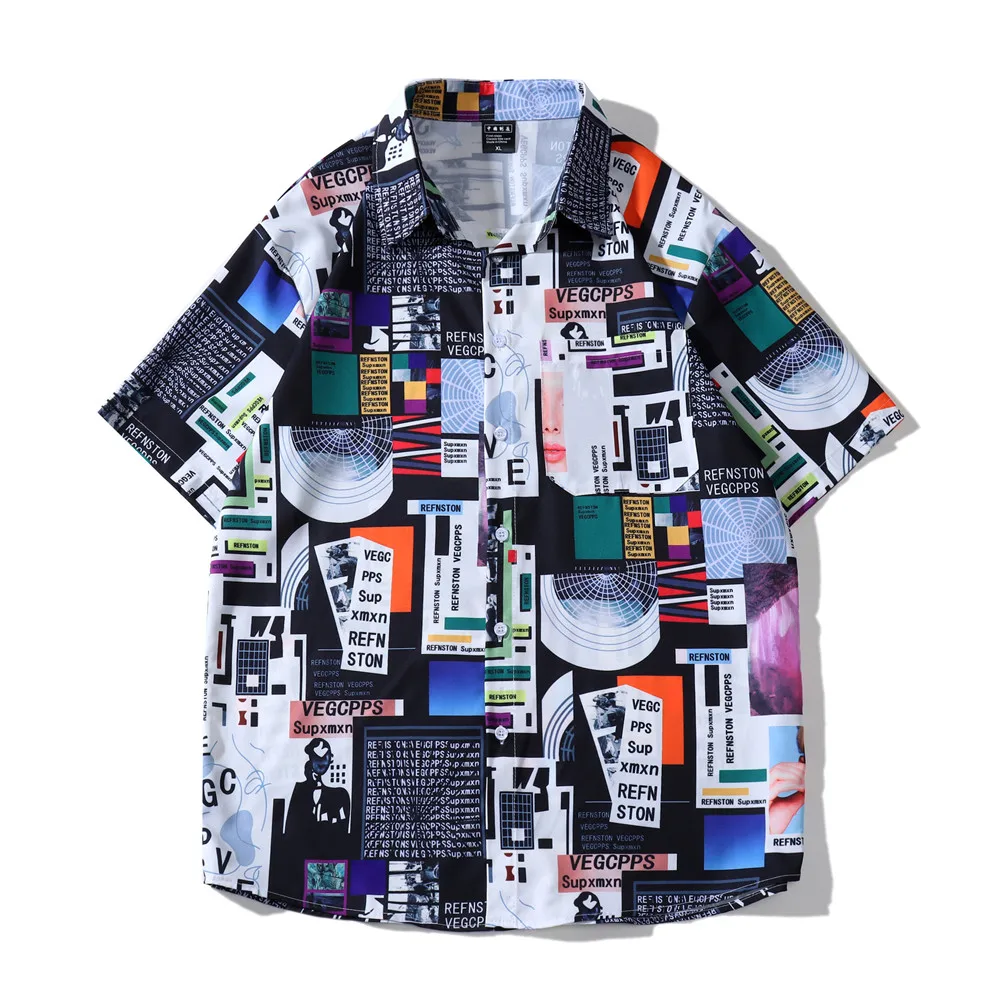 

OSCN7 Casual Printed Short Sleeve Shirt Men Street 2022 Hawaii Beach Oversize Women Fashion Harujuku Shirts for Men 3732