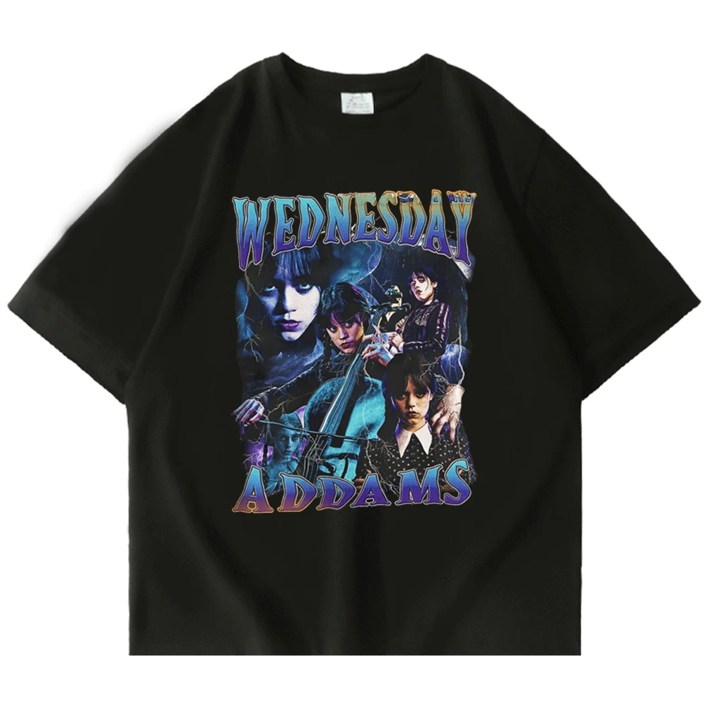 

Wednesday Addams Nevermore Academy T Shirt Summer New TV Series Graphic Print T Shirts Men Gothic Short Sleeve Oversized T-shirt